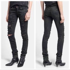 Saint Laurent Low Rise Ripped Skinny Jeans